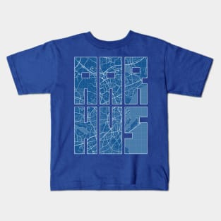 Aarhus, Denmark City Map Typography - Blueprint Kids T-Shirt